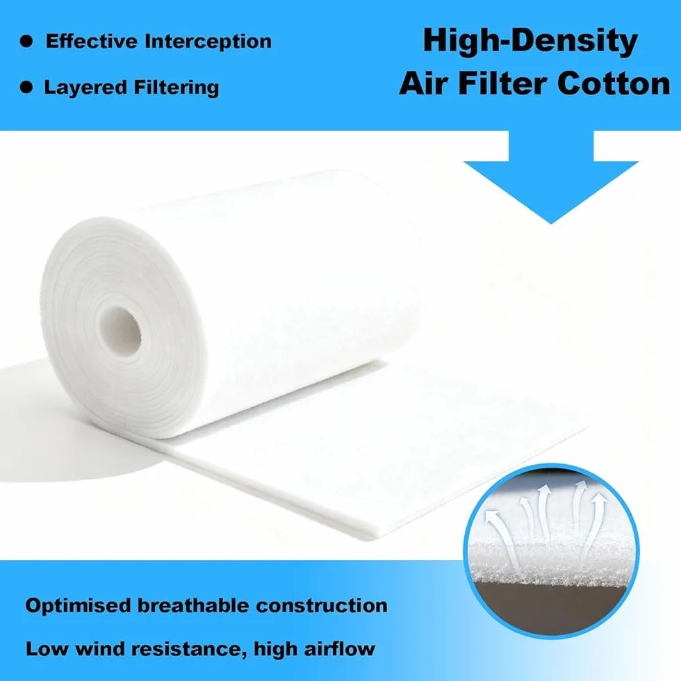 Rullo di cotone del filtro dell'aria del poliestere del poliestere di 20m, del tampone di ventilazione ad alta densità per la raccolta della polvere, disponibile in spessore di 5mm 10mm 20mm, facile v