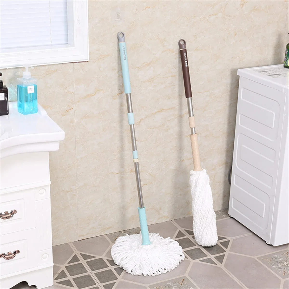 Mop/Mop per pavimenti piatti Mop e kit di ricariche Mop asciutti e bagnati per legno duro, pulizia del pavimento in piastrelle Squeeze Mop con 2 testine di ricambio Strumenti per la pulizia del