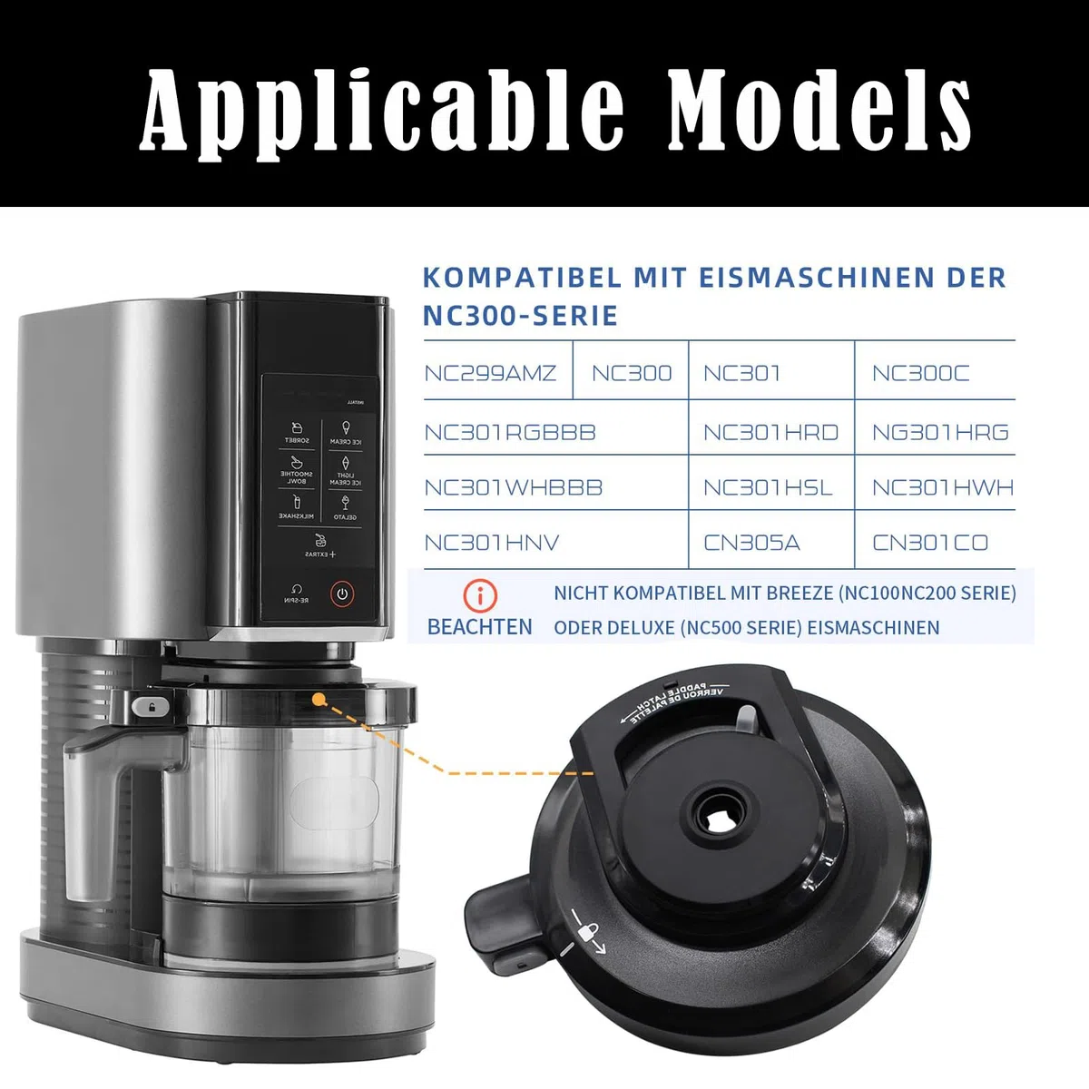 Coperchio esterno per gelatiera Ninja per macchina gelatiera ninja creami compatibile con Nc299amz/Nc301/Nc300, coperchio di ricambio riutilizzabile