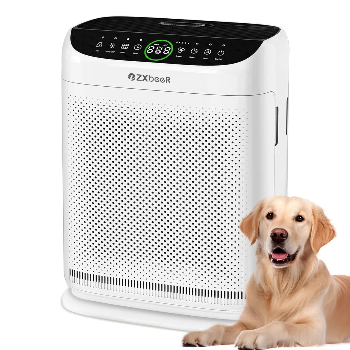 Depuratore d'aria HEPA per allergici con CADR 400 m³/h (260 m²), filtrazione su due lati e filtro lavabile, modalità notturna 20 dB, timer, purificatore d'aria per animali domestici, camera da