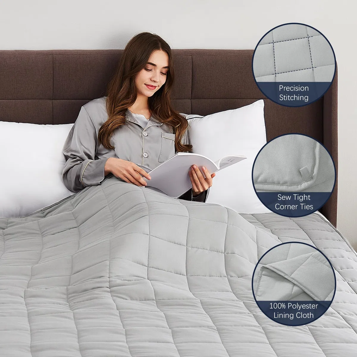 CuteKing Coperta ponderata per adulti: coperta ponderata con perline di vetro di alta qualità, traspirante e pesante per un sonno confortevole, coperta spessa, per adulti e tutte le stagioni (9 kg