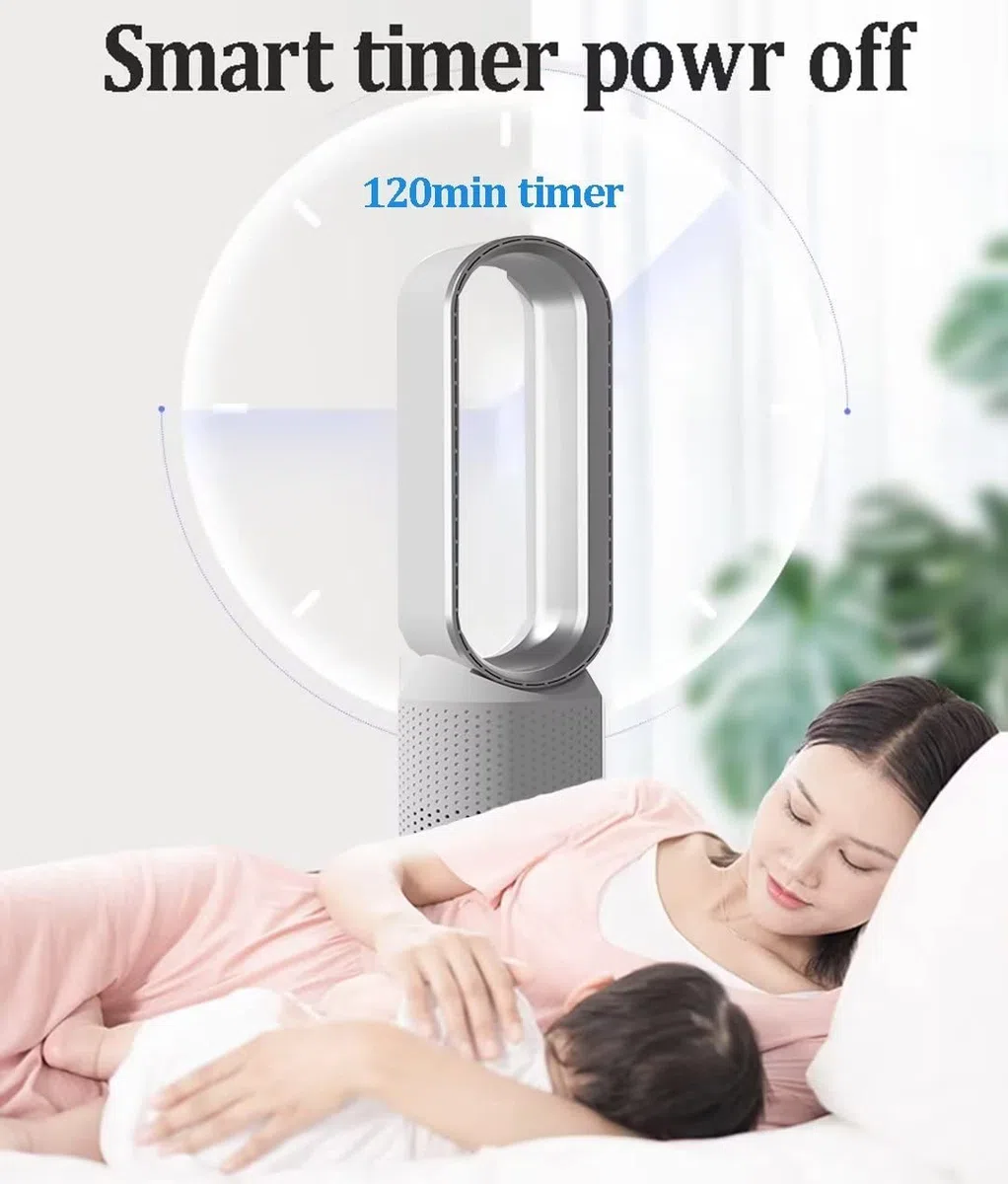 Ventilatore Senza Pale da 20 Pollici, purificatore d'Aria, Ventilatore Elettrico Senza Foglie, Potente Ventilatore con Telecomando, 8 velocità, Timer da 120 Minuti, ventilatori a t