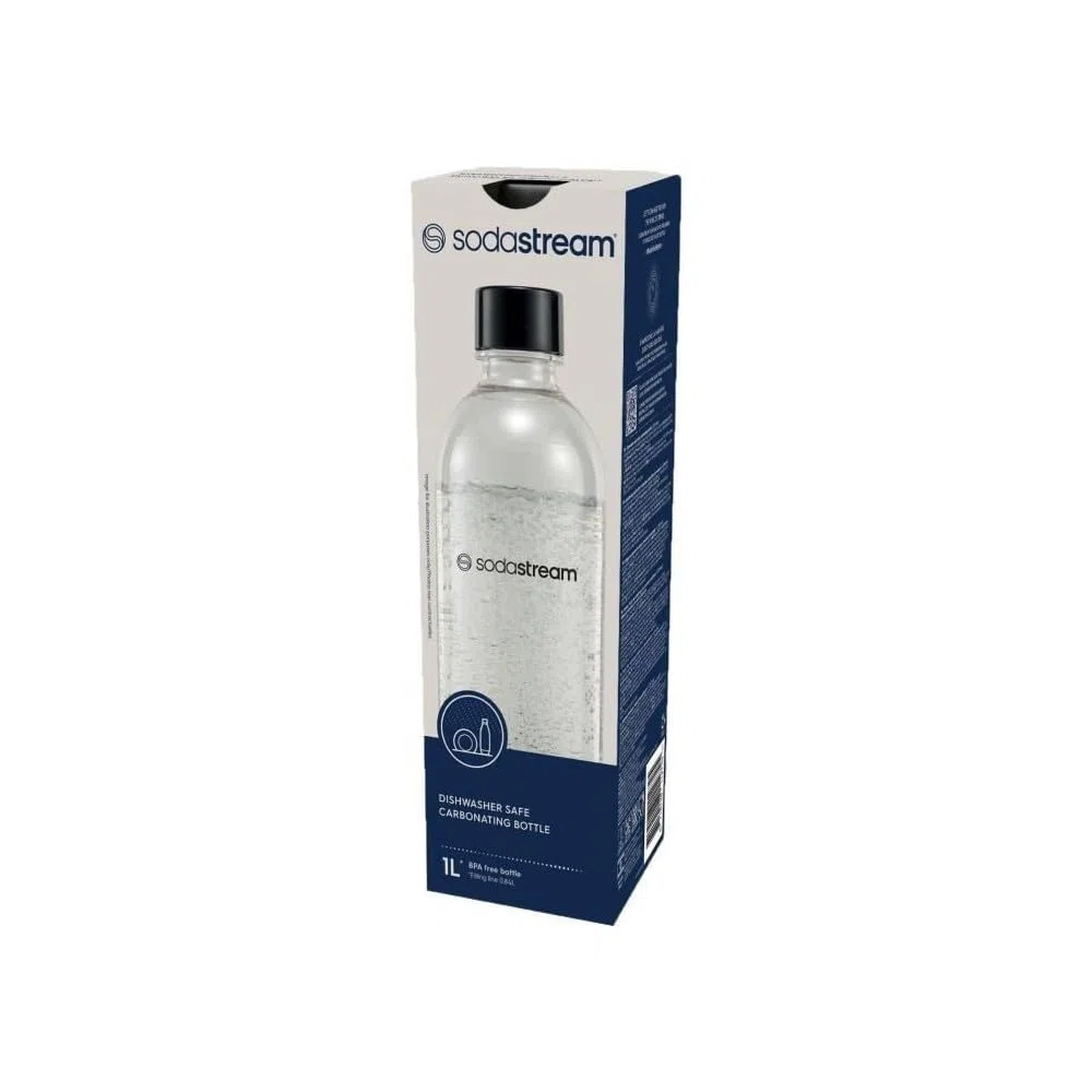 SodaStream Bottiglia per Gasatore da un Litro Universale dalla Linea Elegante Realizzata con Plastica, Lavabile in Lavastoviglie Compatibile con Gasatori Duo,Terra, Spirit, One Touch, Genesis, 9x9x288