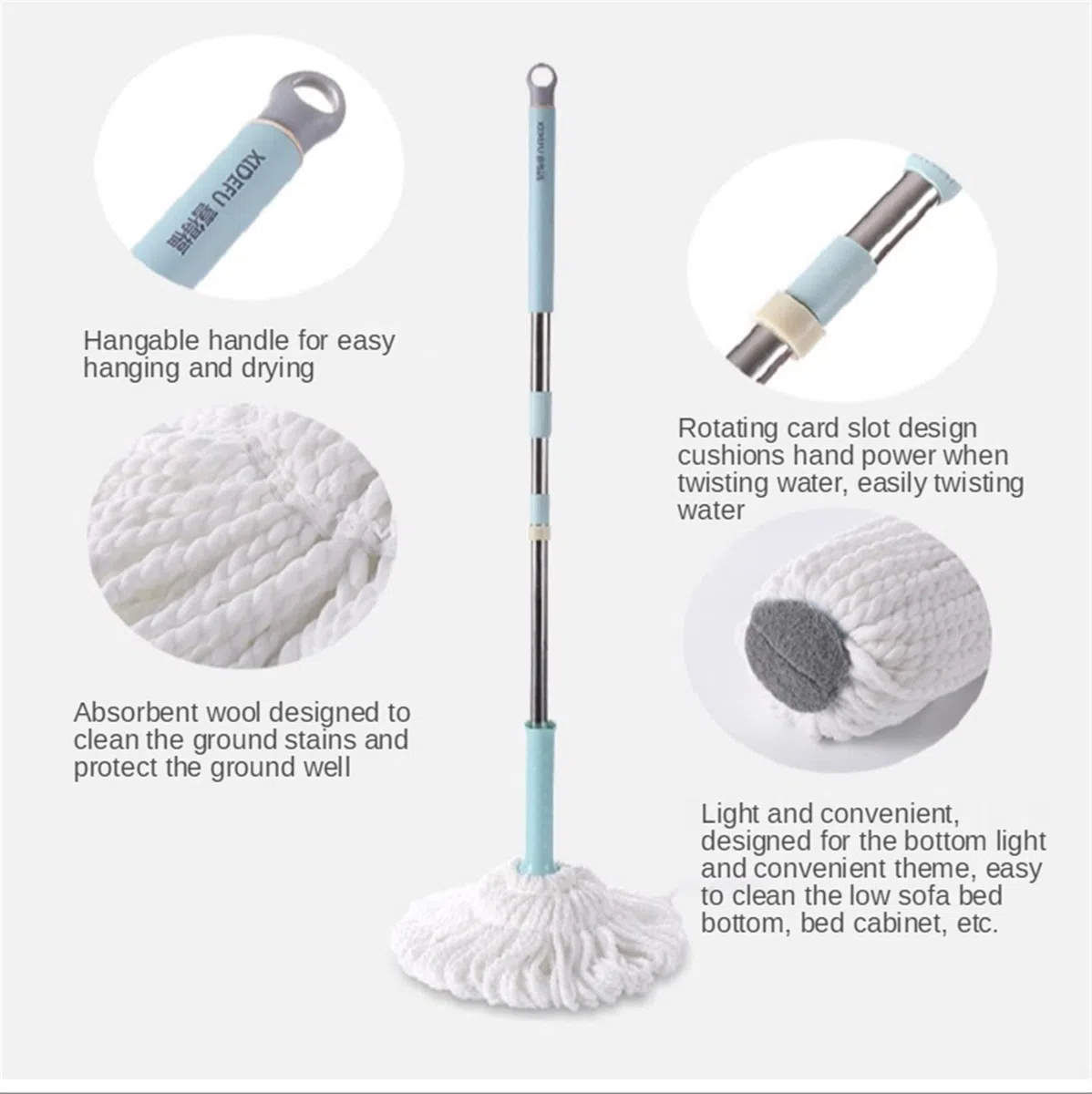 Mop/Mop per pavimenti piatti Mop e kit di ricariche Mop asciutti e bagnati per legno duro, pulizia del pavimento in piastrelle Squeeze Mop con 2 testine di ricambio Strumenti per la pulizia del