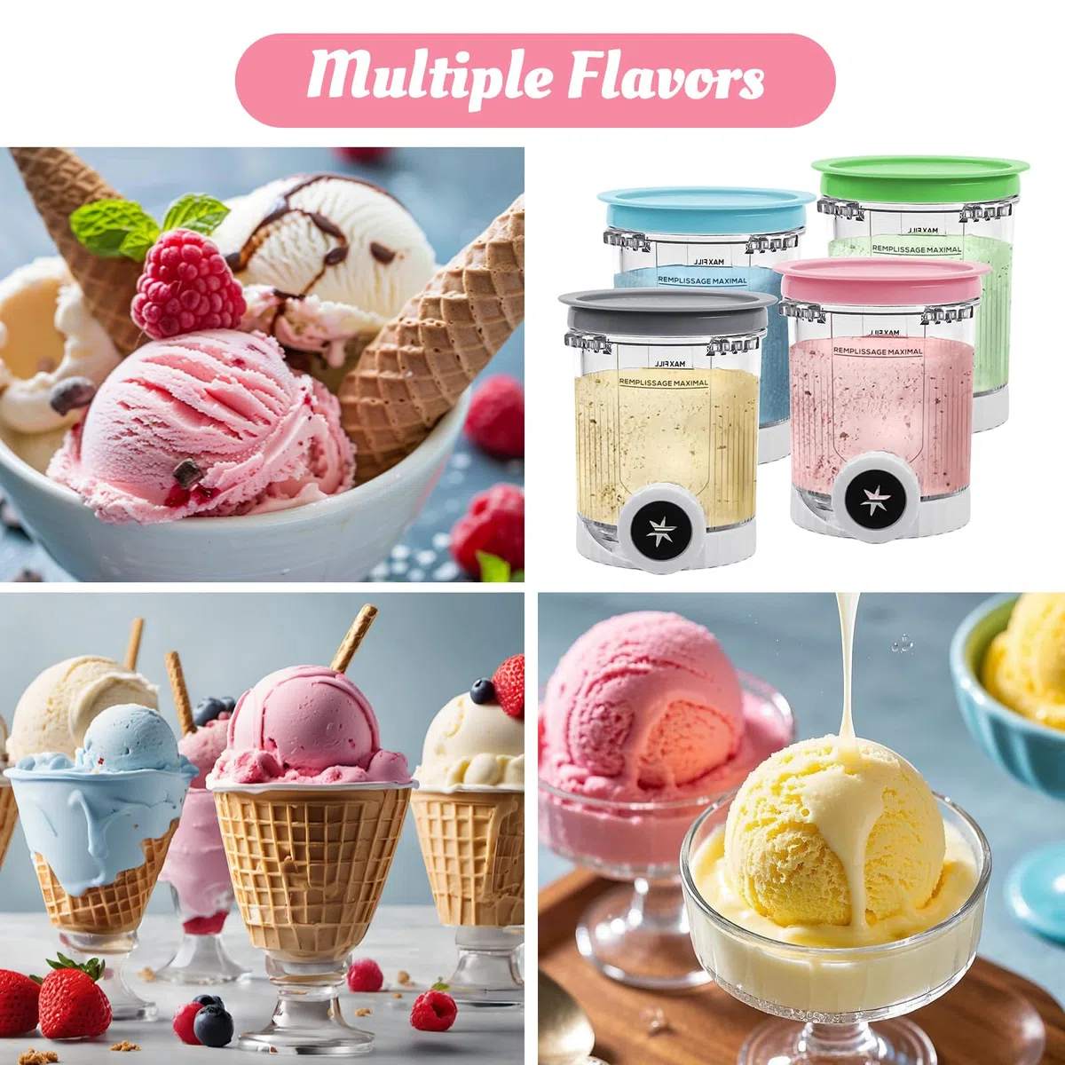 4 contenitori per Ninja Swirl CREAMi NC701EU 480 ML senza BPA e lavabile in lavastoviglie, compatibile con contenitore Ninja Creami Swirl Swirl Accessori per NC701EU, NC501EU, NC301EU, Gelatiera