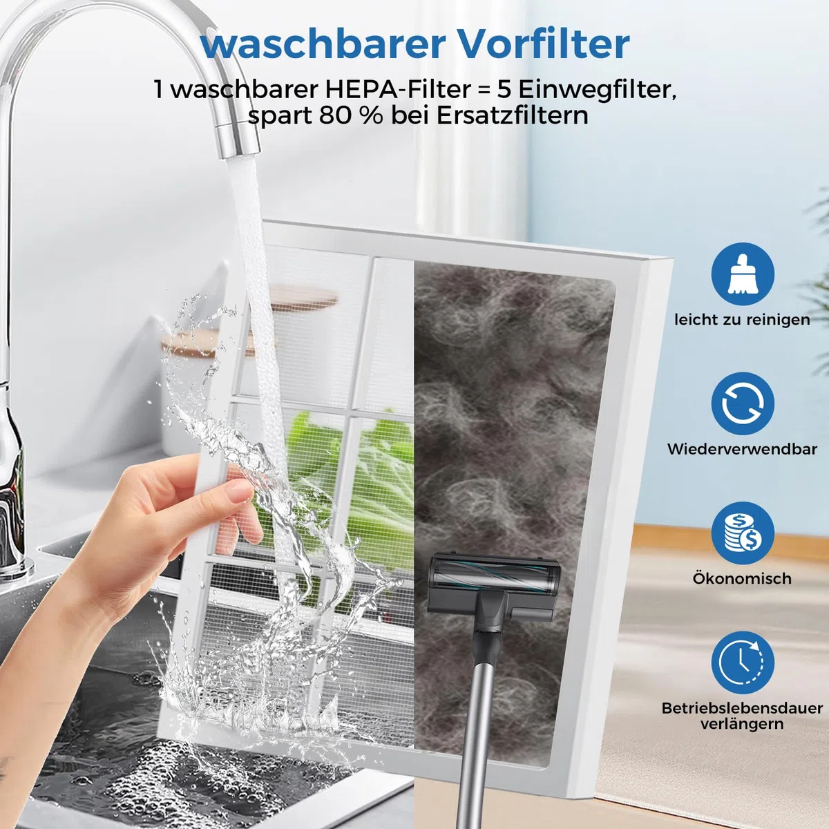Depuratore d'aria HEPA per allergici con CADR 400 m³/h (260 m²), filtrazione su due lati e filtro lavabile, modalità notturna 20 dB, timer, purificatore d'aria per animali domestici, camera da