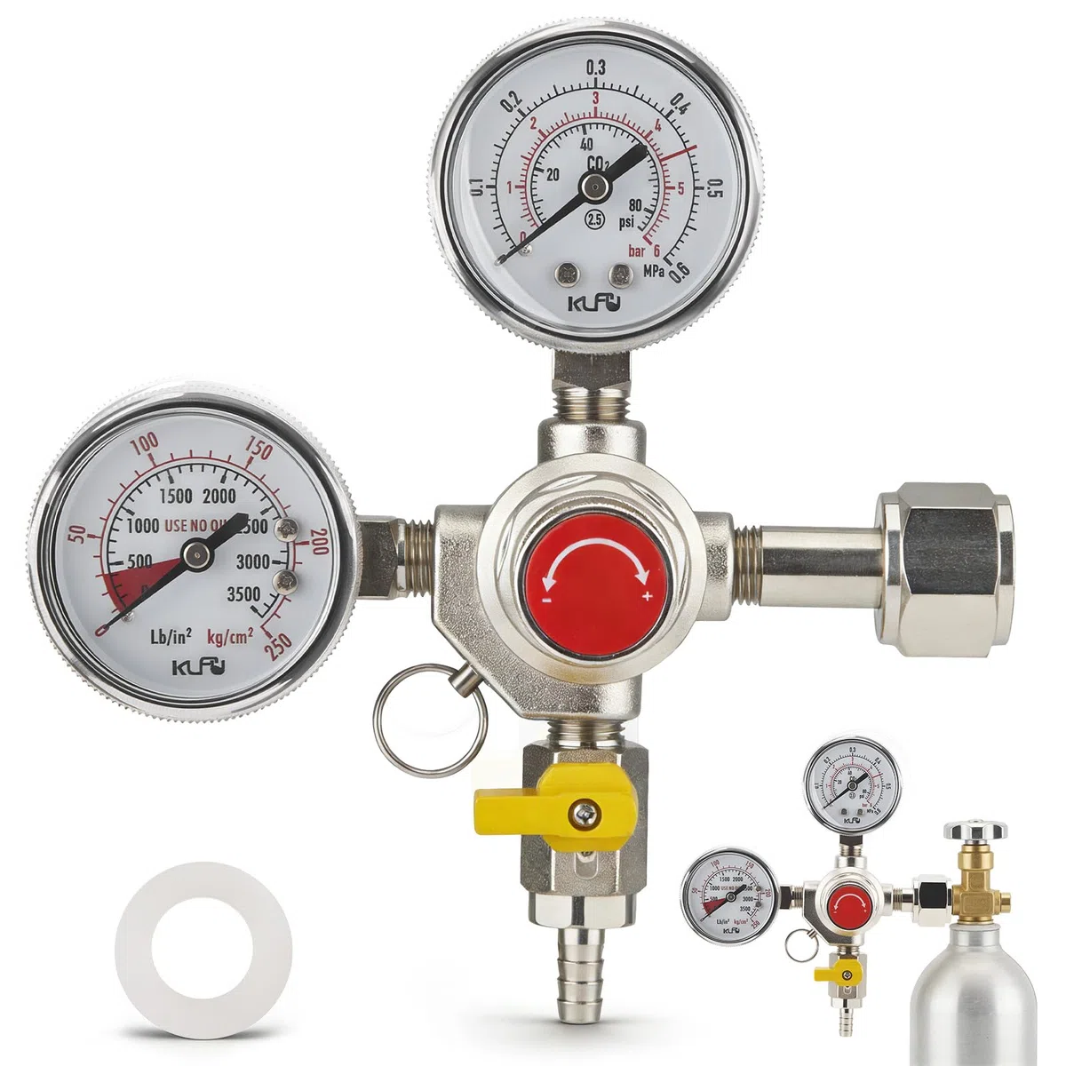 Riduttore di pressione per birra CO2, doppio misuratore W21.8, CO2, riduttore di pressione professionale, riutilizzabile per macchina della birra, birra, spina 3/4