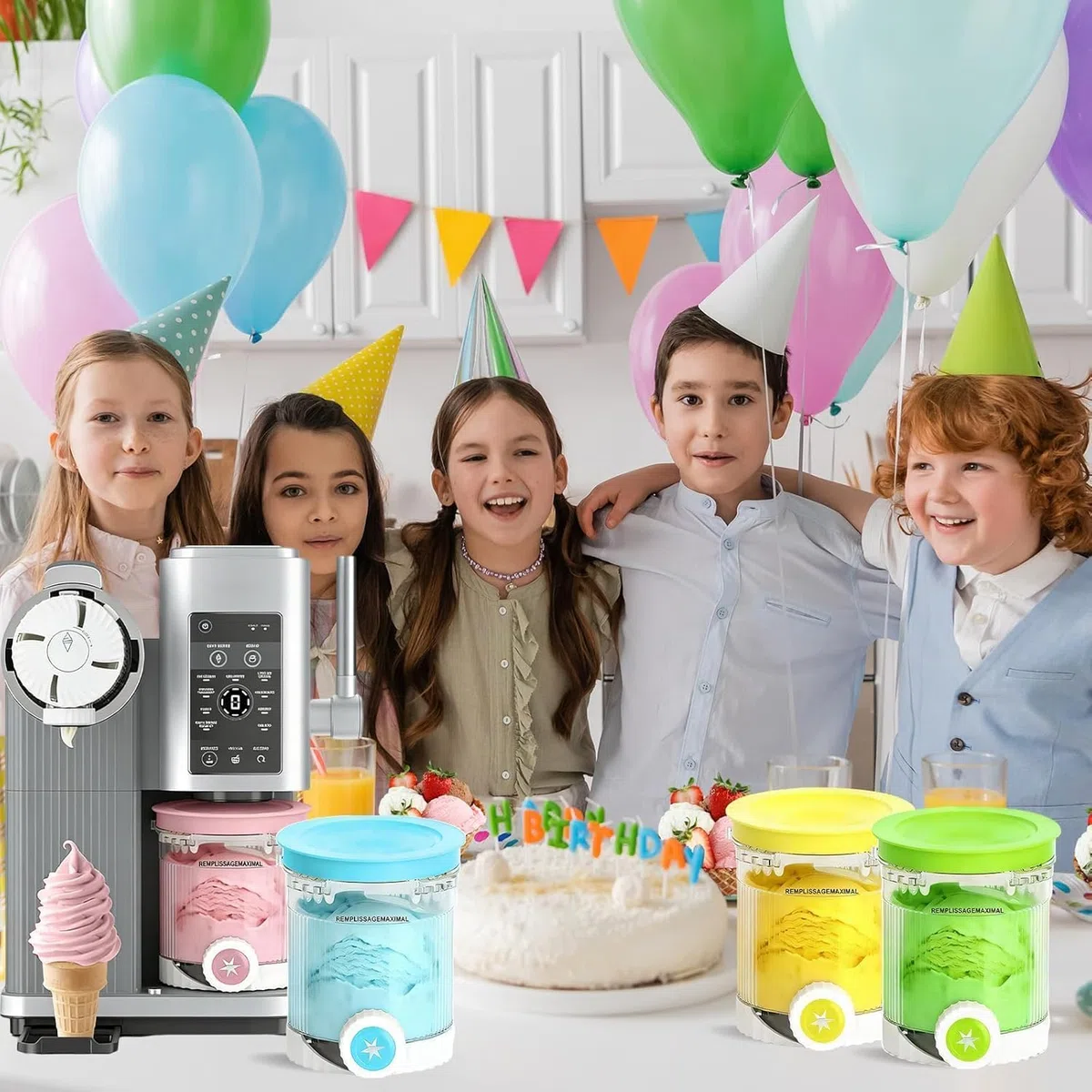 Set da 4 Contenitori Compatibile con Ninja Creami Swirl NC700 NC701EU, 480ml Barattoli per Gelato con 2 Spatole in Silicone e 1 Rotolo di Etichette, Senza BPA e Lavabili in Lavastoviglie