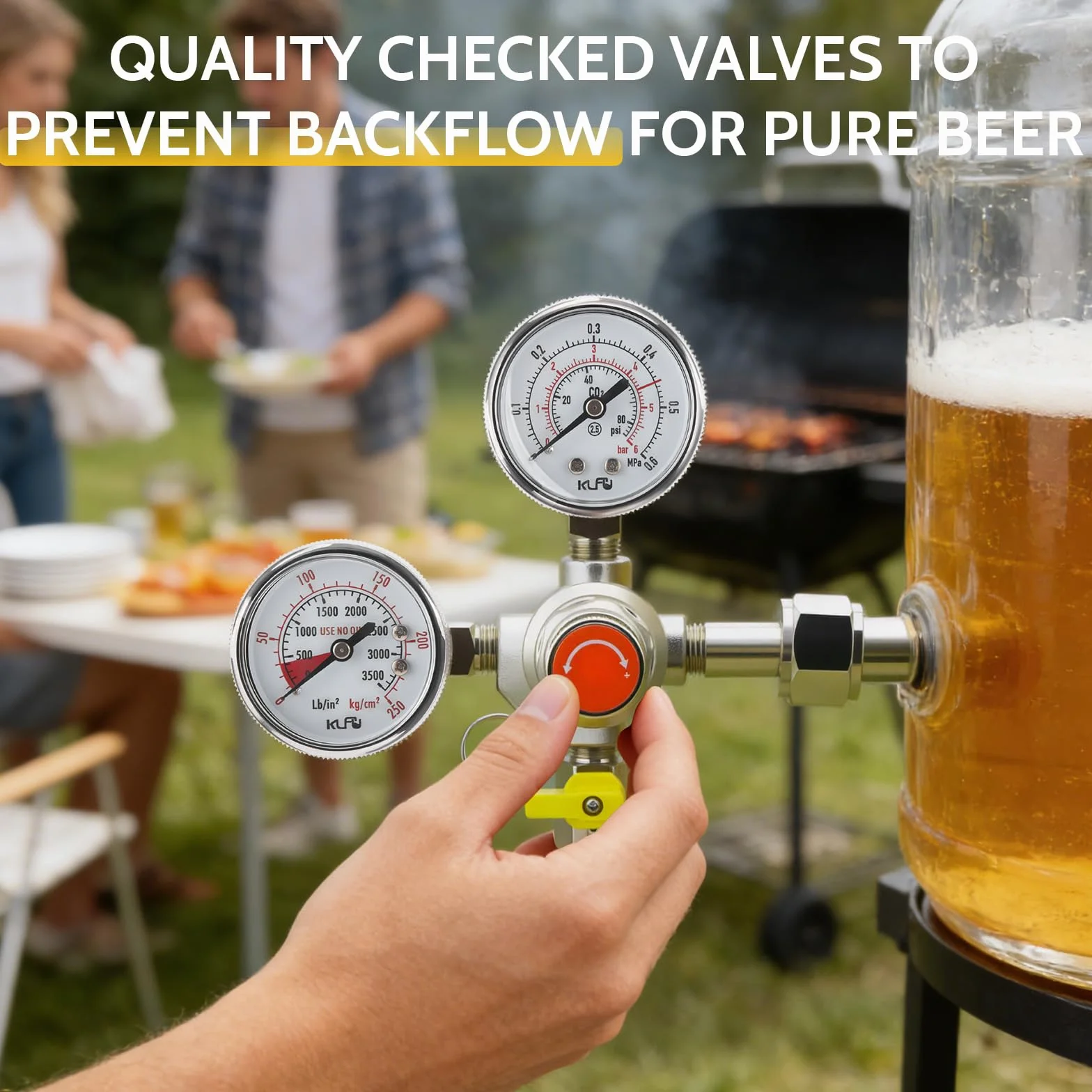 Riduttore di pressione per birra CO2, doppio misuratore W21.8, CO2, riduttore di pressione professionale, riutilizzabile per macchina della birra, birra, spina 3/4