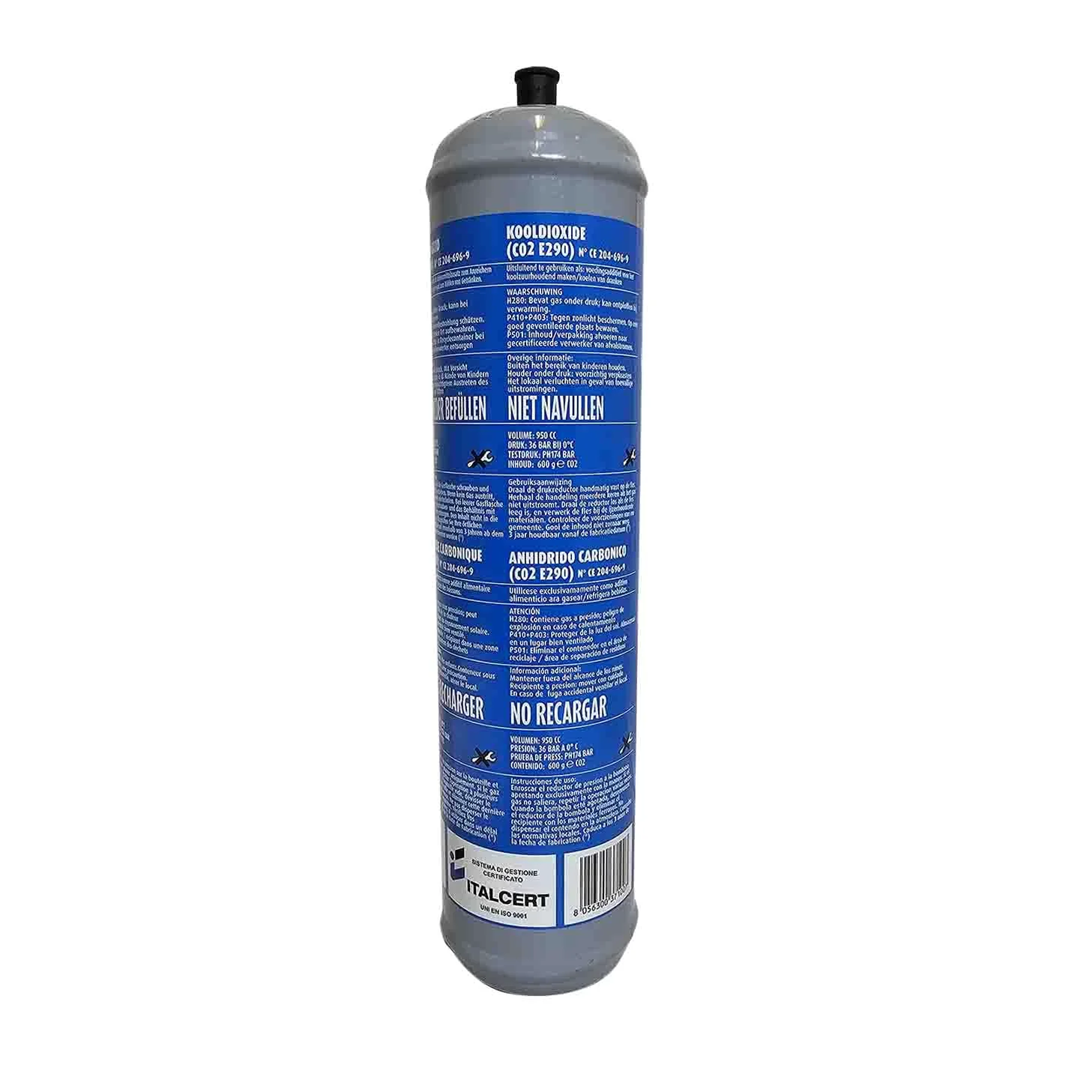 2 bombole CO2 monouso da 600 gr. e290 per acqua frizzante