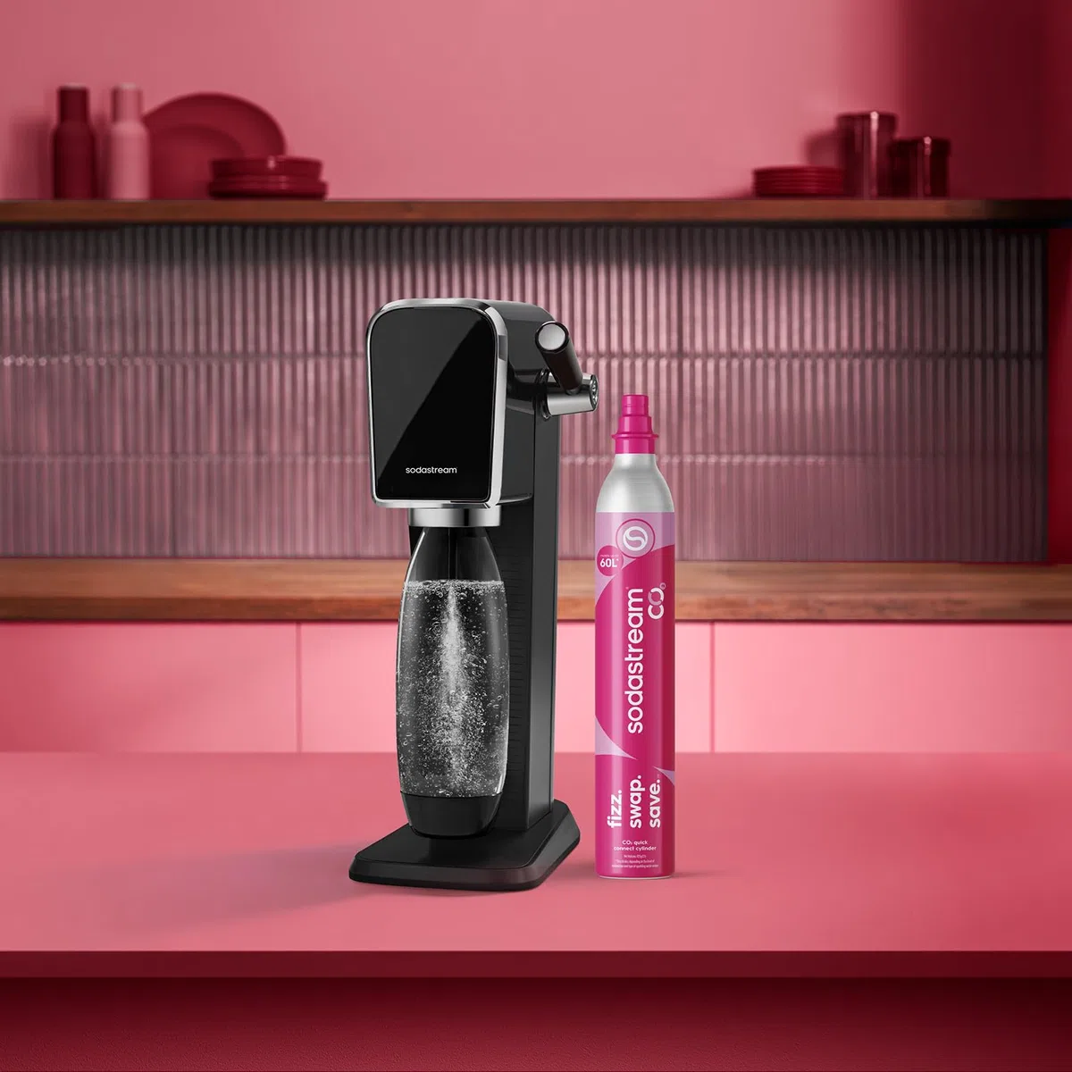Sodastream Cilindro Co2 Addizionale Cqc Con Attacco Rapido, Bombola Co2 Alimentare Adatto Per Gasatori Sodastream Terra E Duo, Rosa