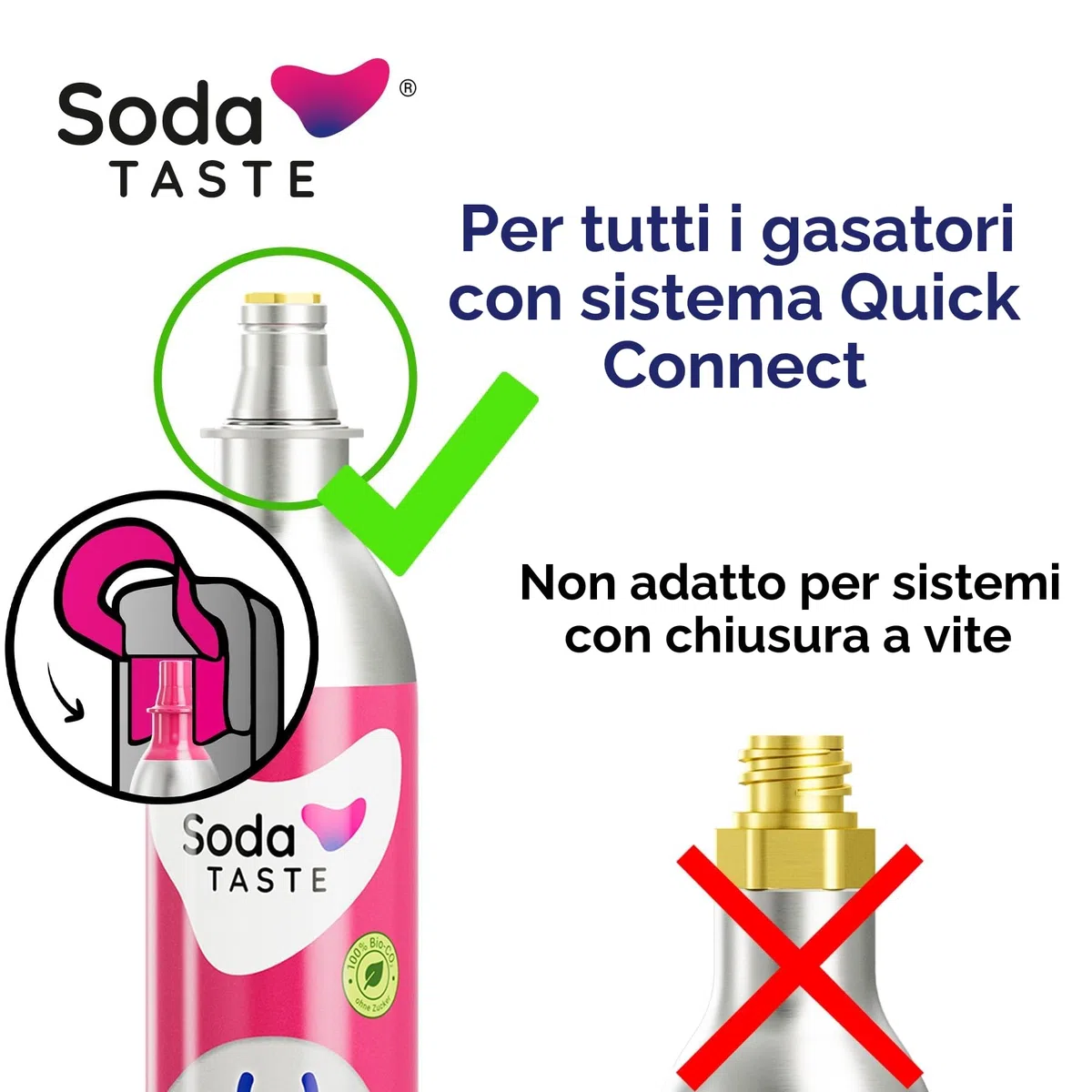 SodaTASTE Quick Classic - Set di 4 cilindri a CO2 (ricarica) per aeratori con sistema Quick Connect, per acqua frizzata fino a 240 l (attenzione: cilindro vuoto necessario)