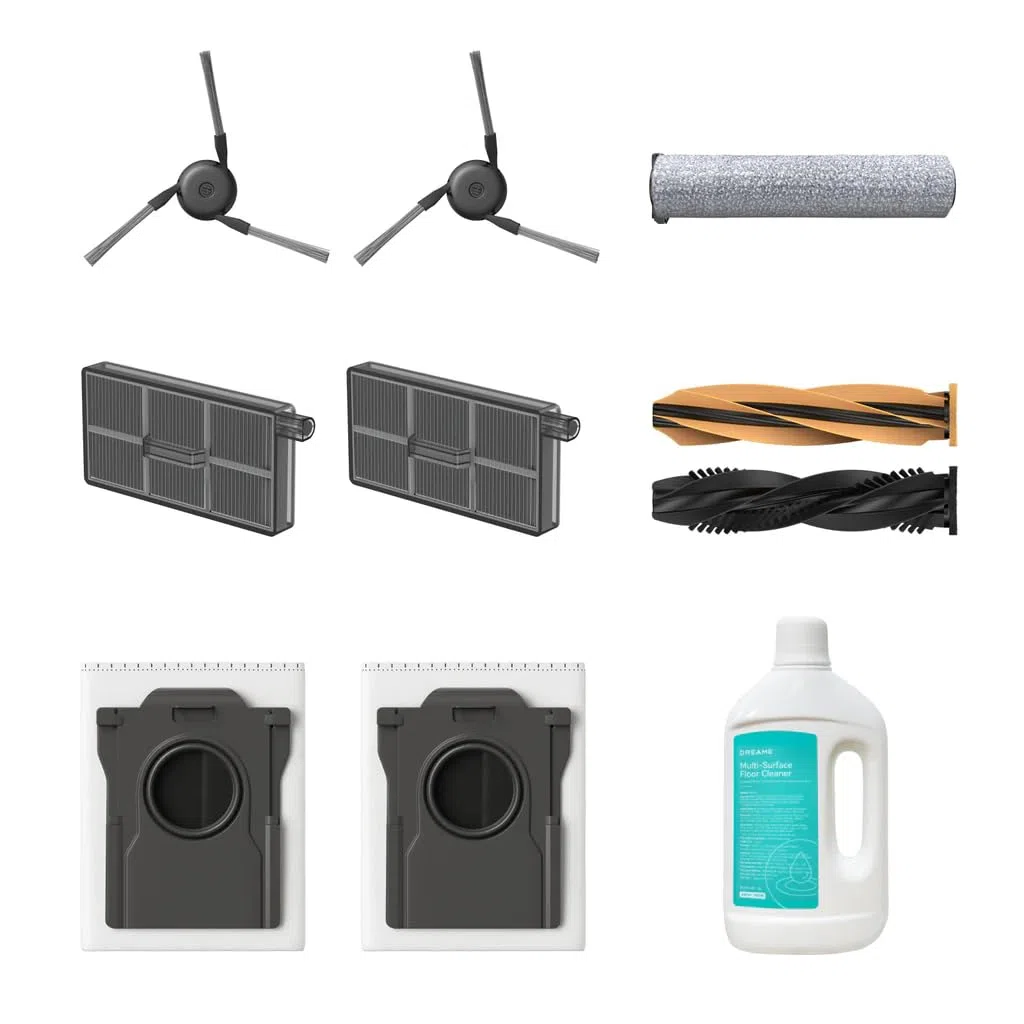 DREAME Kit Accessori Robot Aspirapolvere Aqua10UltraRoller Complete e Aqua10 Roller, 1 HyperStream DuoBrush, 2 Spazzole Laterali, 2 Filtri, 2 Sacchetti Raccoglipolvere, 1 Mop a Rullo, Detergente da 1l