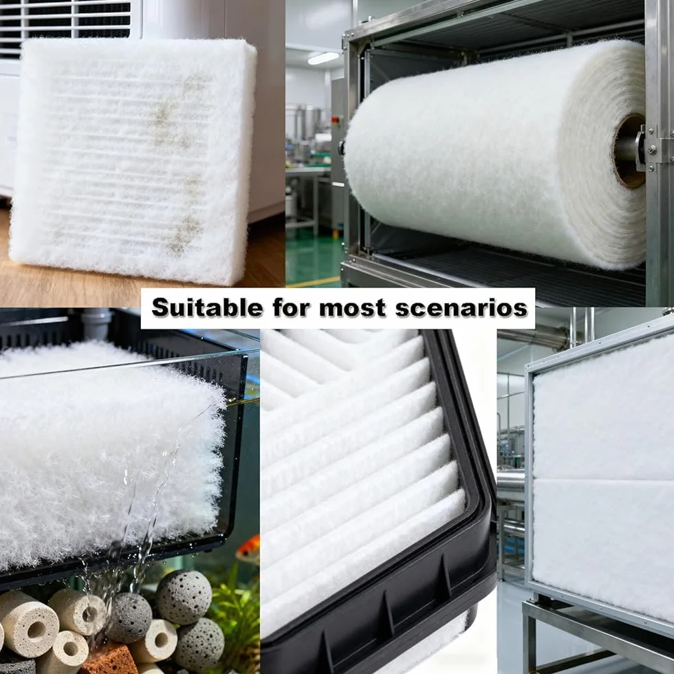 Rullo di cotone del filtro dell'aria del poliestere del poliestere di 20m, del tampone di ventilazione ad alta densità per la raccolta della polvere, disponibile in spessore di 5mm 10mm 20mm, facile v