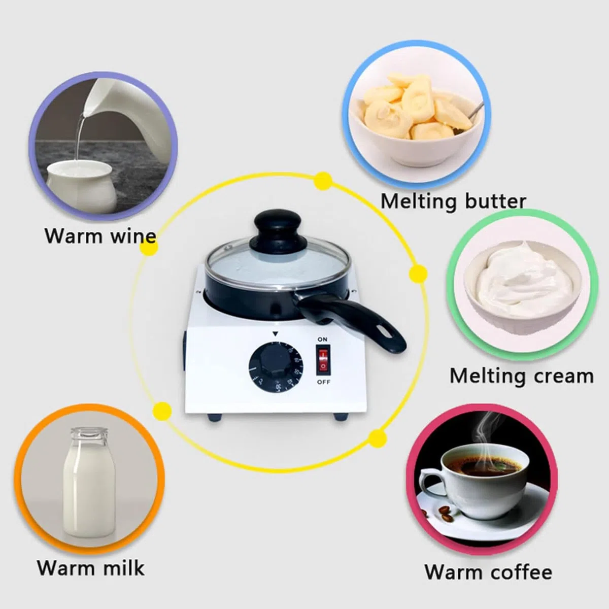 Pentole Elettriche per Fonduta di Cioccolato | Temperatrice per Cioccolato | Riscaldatore per Cioccolato | Pentola per Sciogliere Il Cioccolato - 1 Pentola (con 4 Strumenti di Cottura)