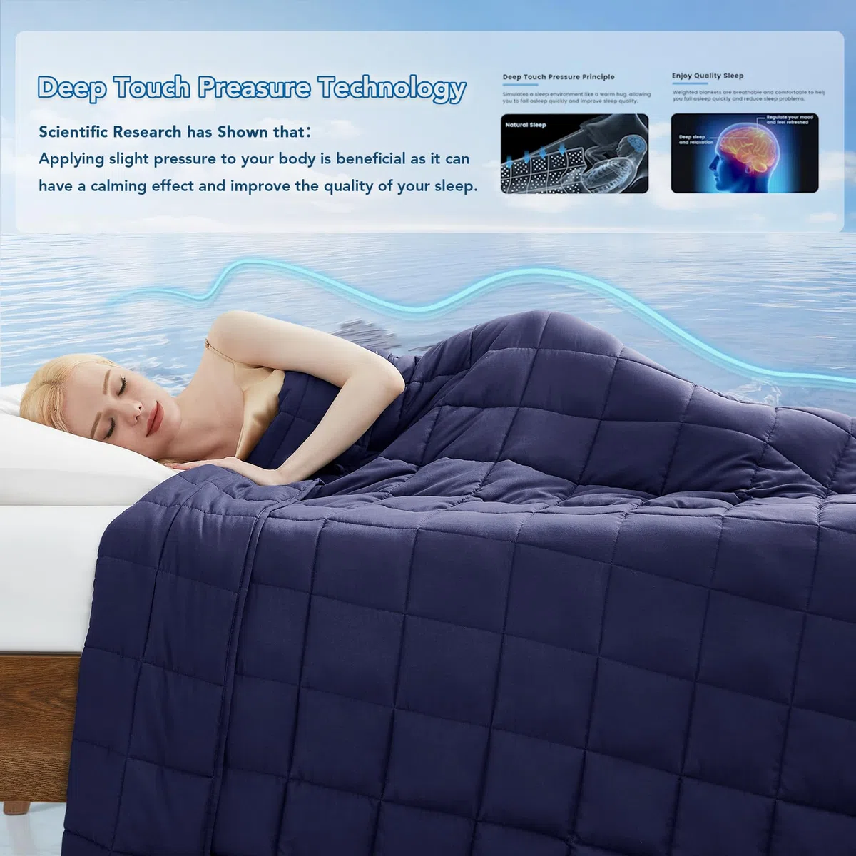 Topcee Coperta ponderata (9,1 kg, 122 x 182,9 cm, misura doppia), coperta rinfrescante e traspirante, in microfibra con perline di vetro, grande, per adulti, per tutte le stagioni, estate, autunno,