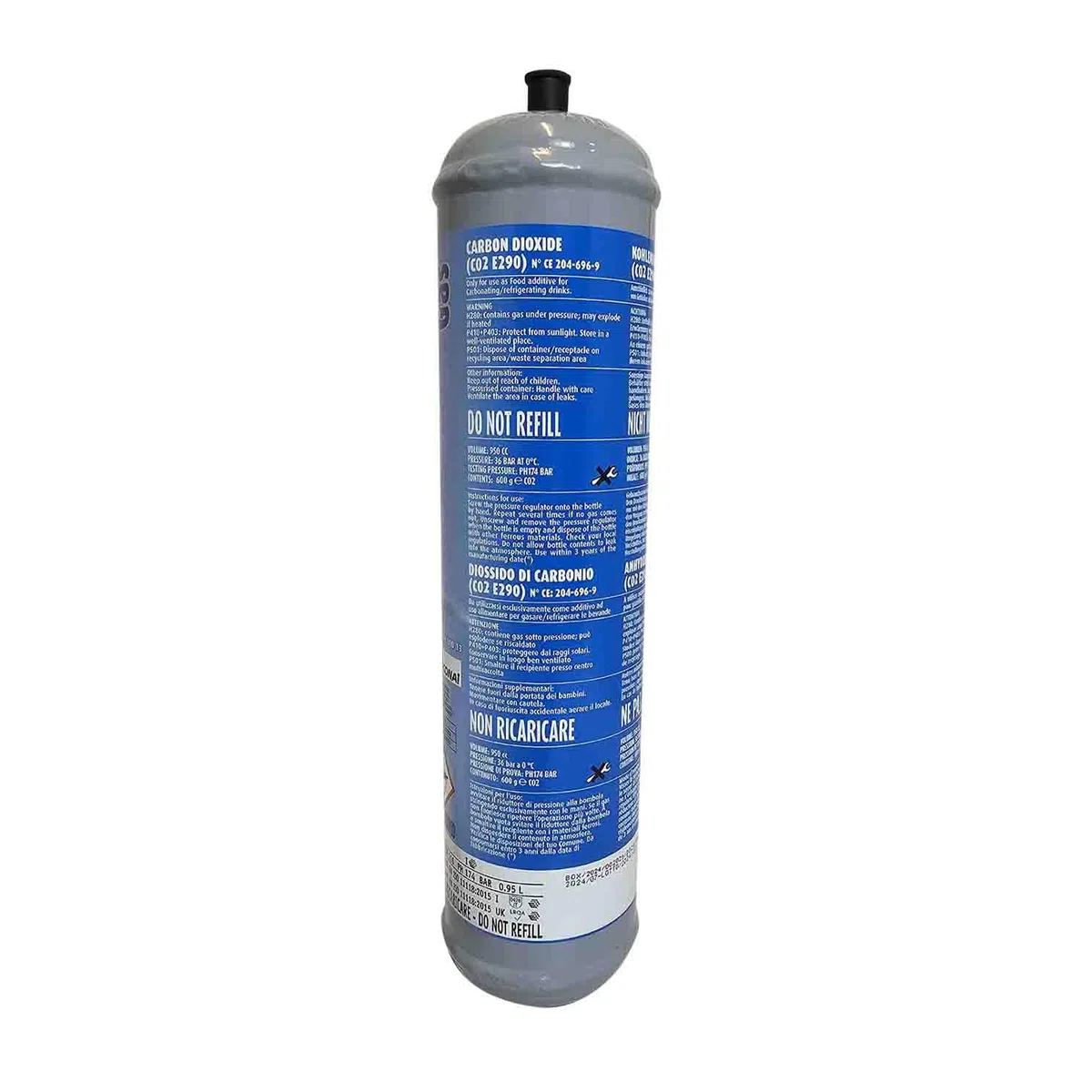 2 bombole CO2 monouso da 600 gr. e290 per acqua frizzante