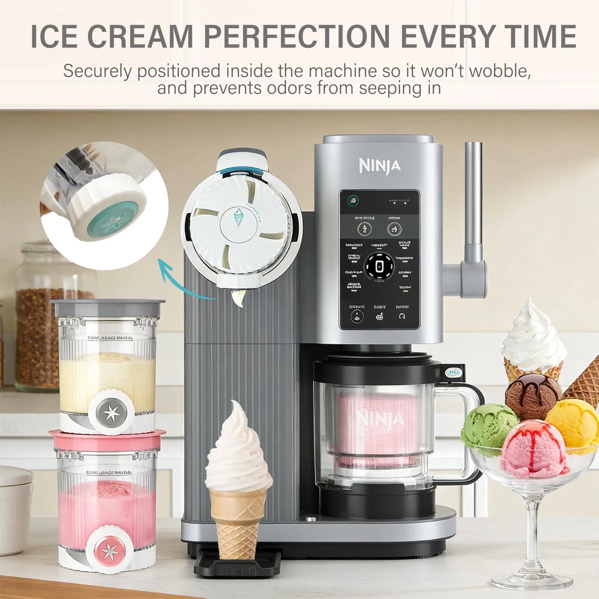 4 Contenitori Compatibili Creami NC700 NC701EU 480ml, Creami Swirl Pot con Coperchio Ermetico, Impilabili BPA-Free, per Gelato Sorbetto Frozen Yogurt