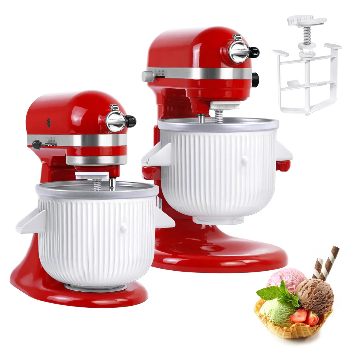 kitchenaid - Accessorio per macchina per gelato adatto per mixer da 4,5/5 QT e 6QT, gelato congelato e sorbetto, 2 litri, bianco (Machine/mixer non incluso)