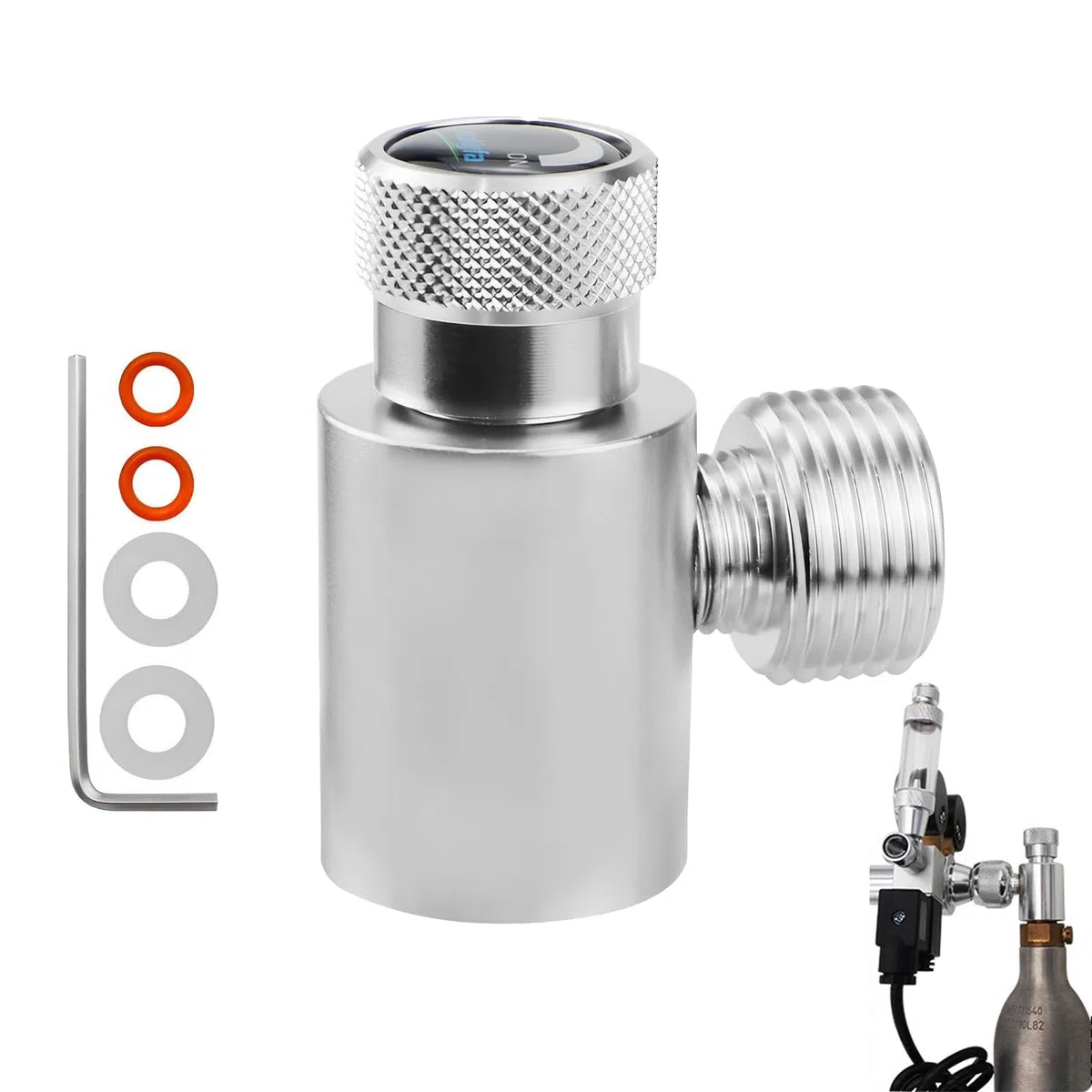 Adattatore per bombola di CO2, Ricarica Cilindro CO2 Adattatore da W21.8-14 a TR21-4, Ricarica di CO2, Convertitore di Soda, per Bombole per Acquario, Adattatore di Ricarica per Soda (Argento)