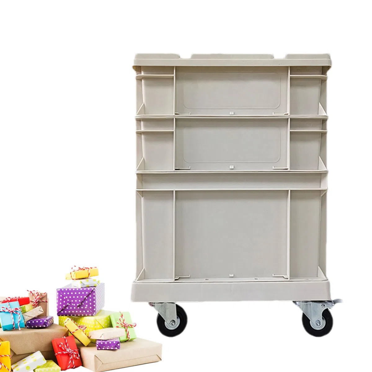 Contenitore Con Rotelle Stile Industriale Grandi Impilabili