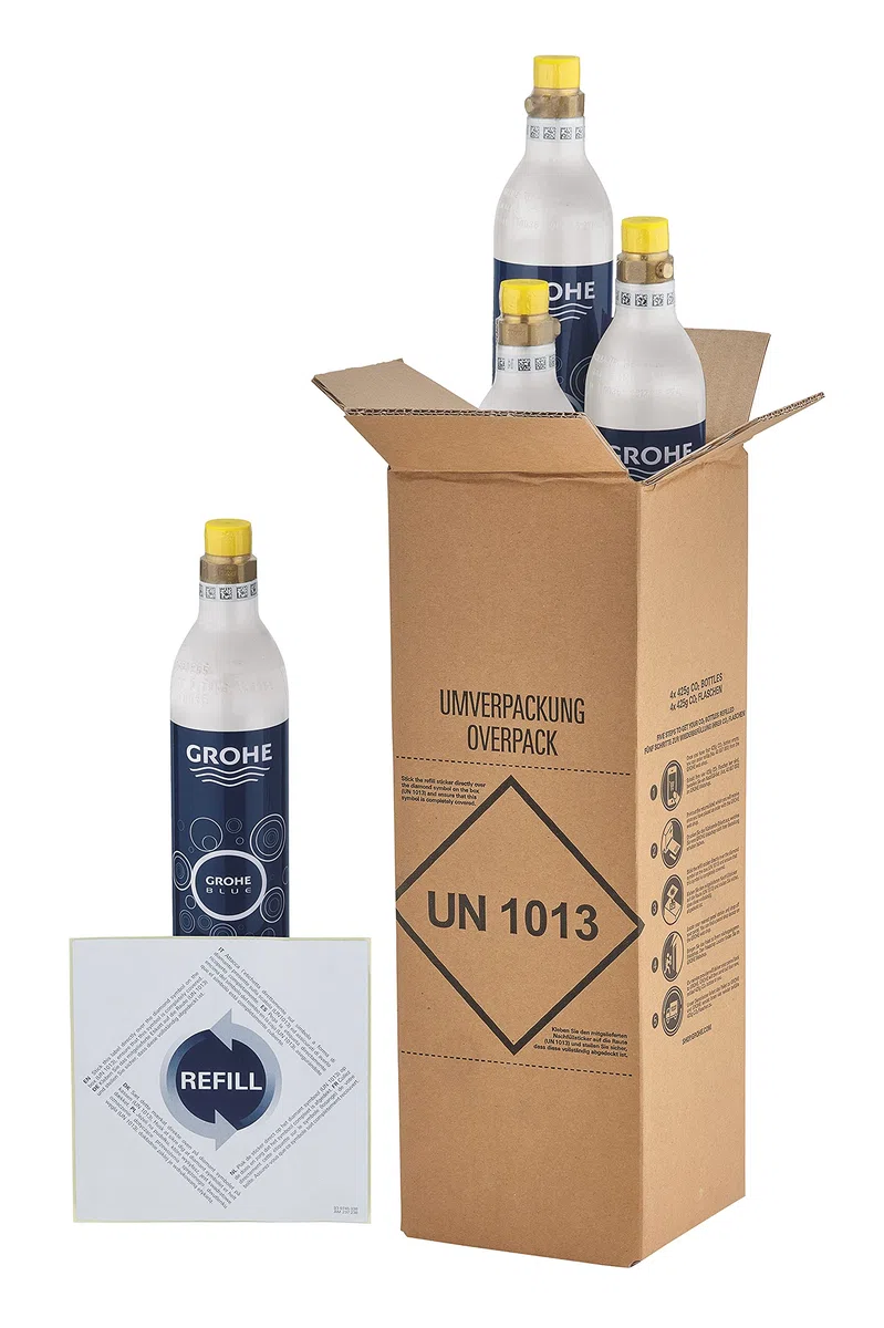 Grohe Starter Kit Bombole CO2, Argento, Set di 4 Pezzi 40422000