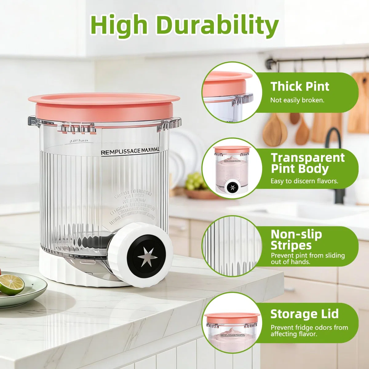 4 Pezzi Contenitori per Gelato,Contenitore per Ninja Creami NC701UK NC701 NC700 serie,Senza BPA Lavabile in Lavastoviglie Accessori per Macchine per Il Gelato