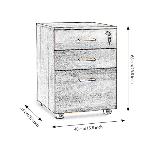 Armadietto bianco a 3 cassetti con serratura per casa/ufficio schedario verticale per documenti legali/lettere/A4 soluzione di archiviazione mobile